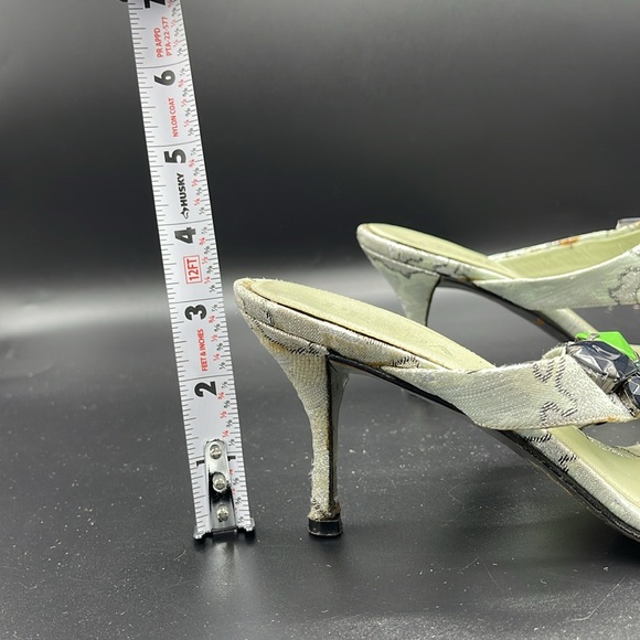 PRADA Sz 36.5 EU/ 6 US Silver & Green Kitten Heels - Picture 11 of 14